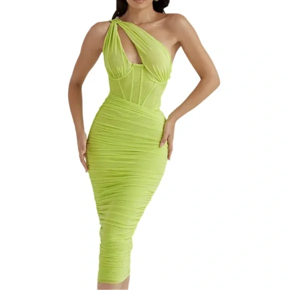 blue dress for baby girl One Shoulder Asymmetric Mesh Maxi Dress Dark Garnet / 2XL main image 0